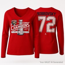 Sergei Bobrovsky Womens Small Red Shirt Florida Panthers Stanley Cup Long Sleeve