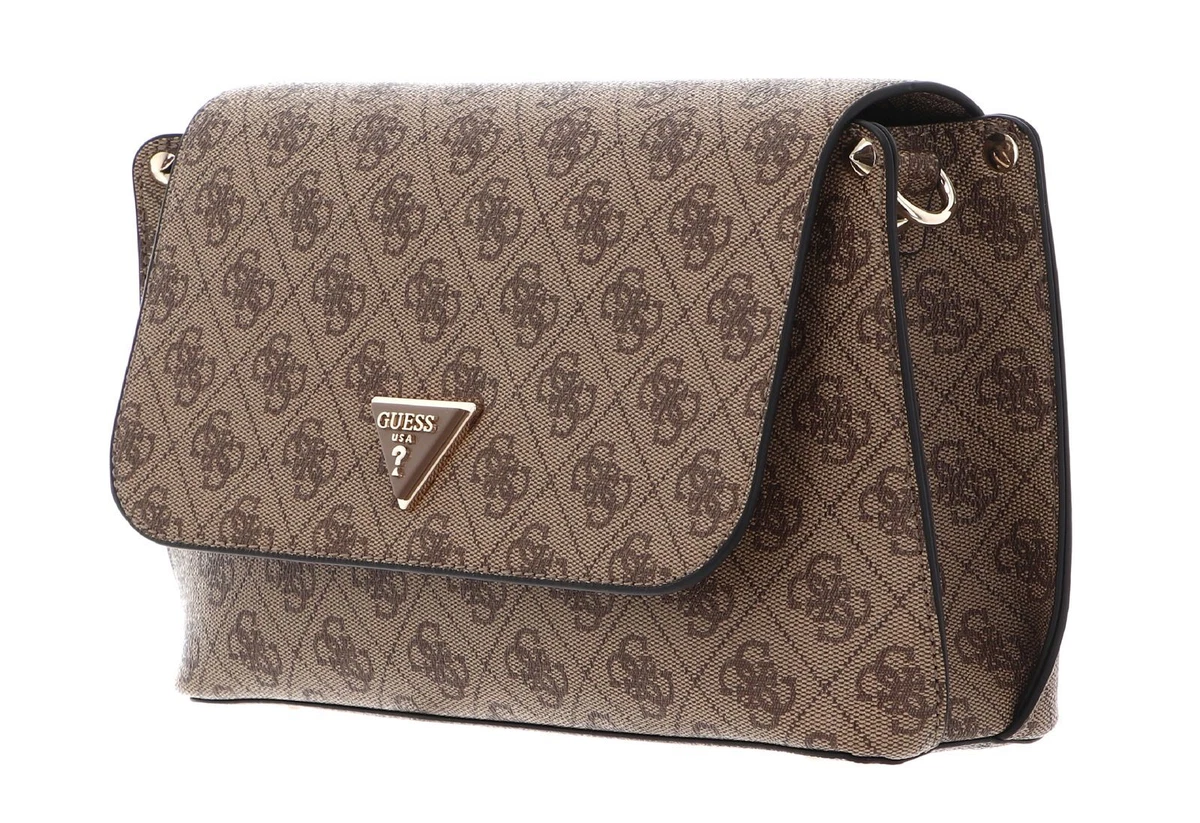GUESS Meridian Flap Crossbody Bag Umhängetasche Tasche Latte Logo