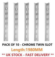 10 CHROME Twin Slot Shelving 1980mm Uprights Support Adjustable Racking Track