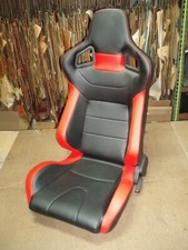 Sport Seat - Black With Red Bolsters Stitching Fits Any Car