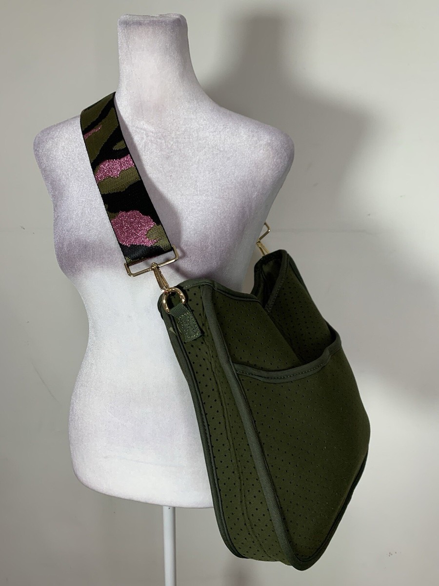 Neoprene Ahdorned Mini Messenger Bag Ahdorned Army Green Colored