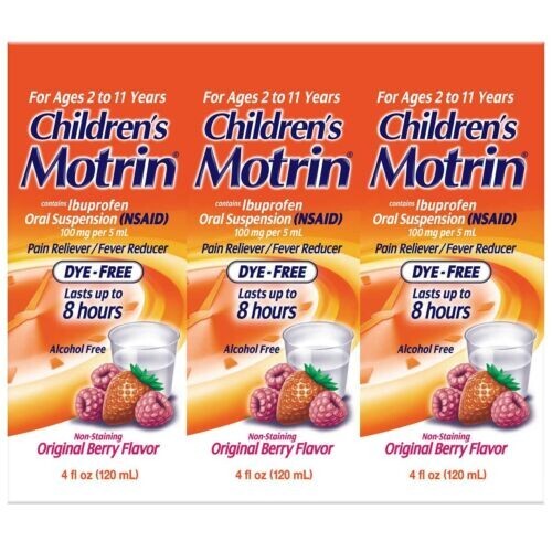 Motrin Children's Oral Suspension, Berry liquid ( 4 oz Pack of 3) EXP
