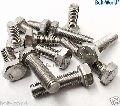 BOLT WORLD M6 / 6mm A2 STAINLESS STEEL HEX HEXAGON HEAD SET SCREW BOLTS FULLY THREADED