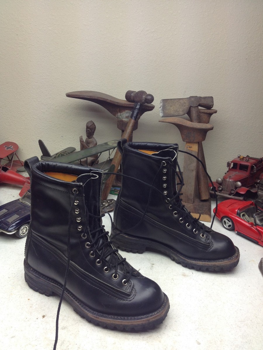 Vintage Made in USA BLACK LEATHER LACE UP COMBAT MILITARY  display picture 1