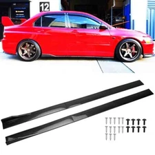 For Mitsubishi LANCER 2002-2017 78.7" Side Skirts Rocker Panel Lip Carbon Fiber