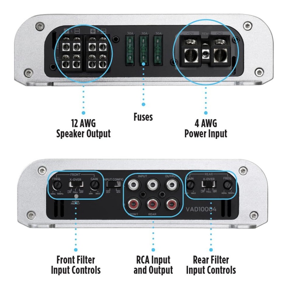NVX VAD10004 1000W RMS Full Range Class D 4Channel Car/Marine