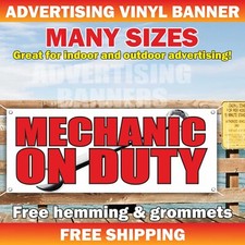 MECHANIC ON DUTY Advertising Banner Vinyl Mesh Sign repair service tools garage