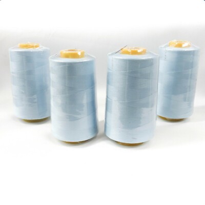 Perial Co 4 Cones of Polyester Threads for Sewing Quilting Serger Light Blue