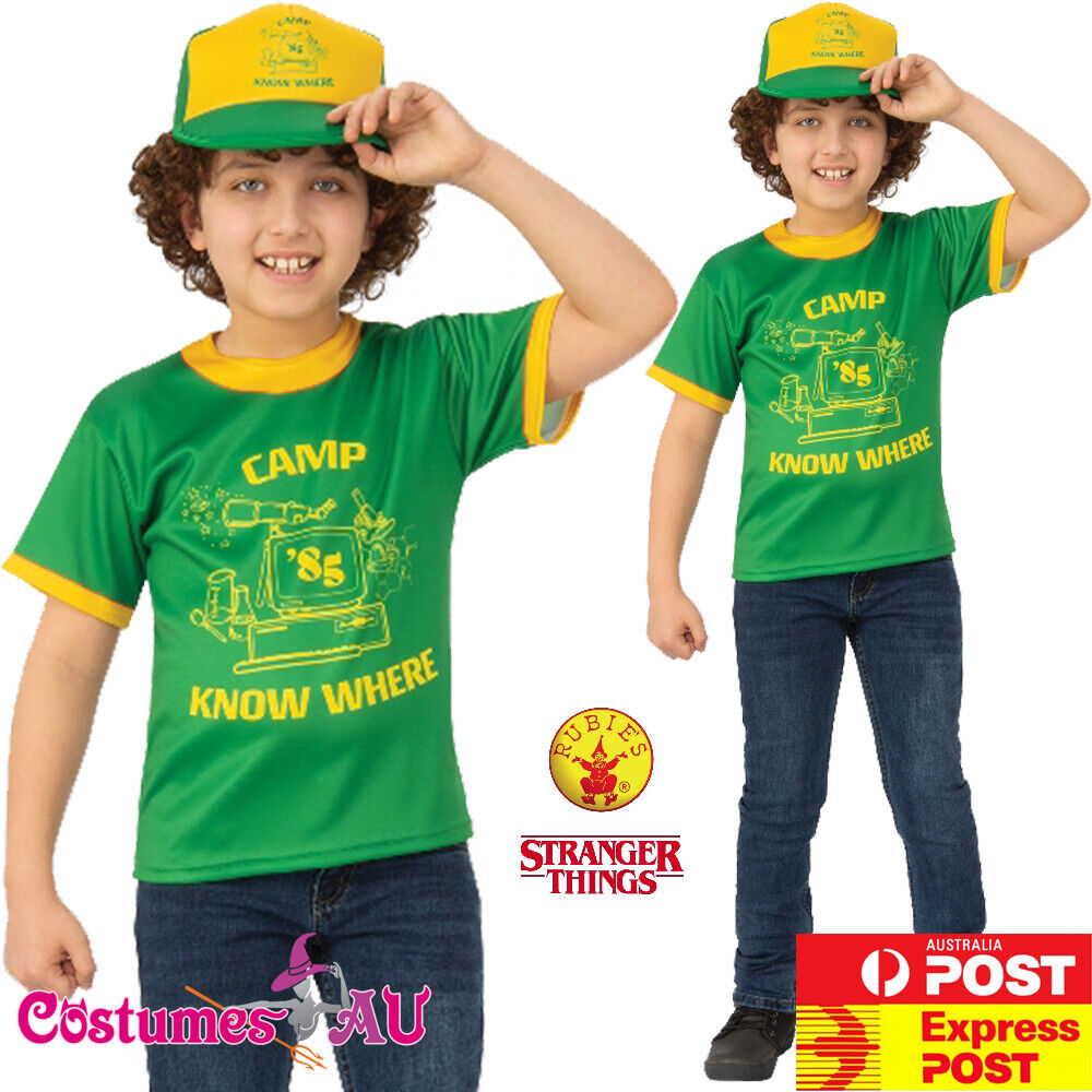 Stranger T Shirt Dustin Cosplay Costume Short Sleeve Eleven Top Tee  Baseball Hat Camp Know Where Green Yellow Cap