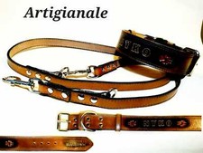ABBINAMENTO COLLARE + GUINZAGLIO PER CANE IN VERO CUOIO DI TORO SUPER RESISTENTE
