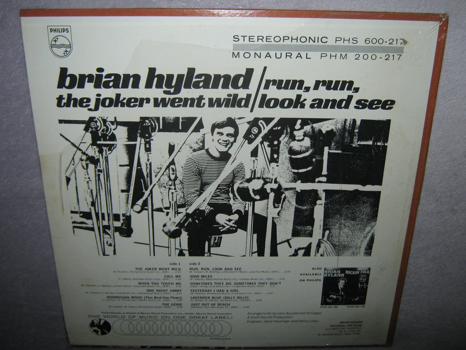 BRIAN HYLAND The Joker Went Wild Run Look and See ORIGINAL SEALED New Vinyl LP - Image 3 of 4