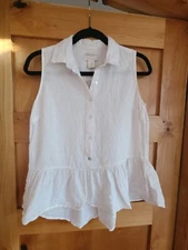 Catherine Malandrino 100% Linen Minimalist Tomato Girl Clean Girl Top Small S