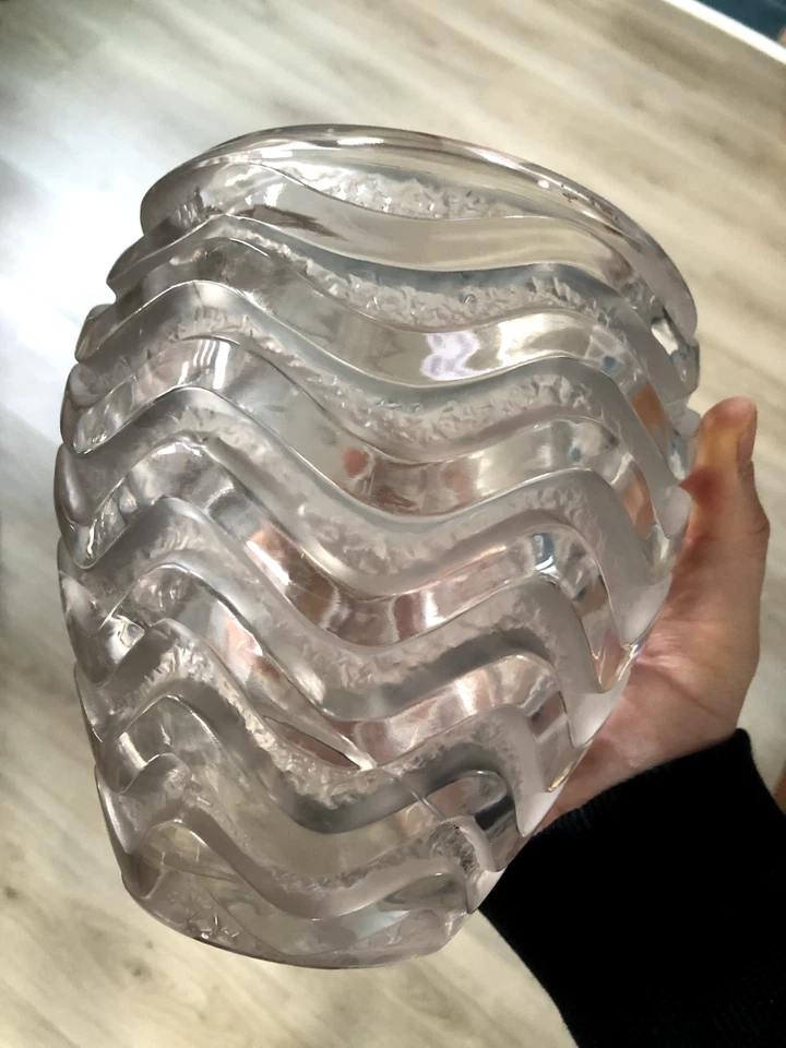 Ancien Vase Cristal signé René LALIQUE Modèle Méandres - Photo 4/4