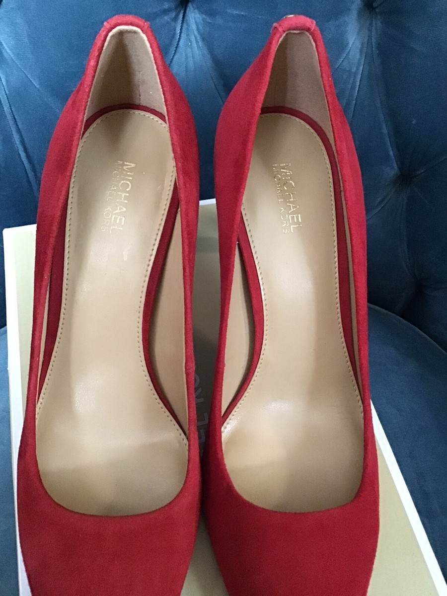 New With Box Michael Kors Red Scarlet Suede Dorothy Flex