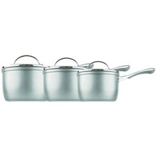 Prestige Prism Non Stick 3 Piece Saucepan Cookware Set Silver