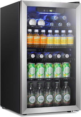 120 Can Beverage Cooler - Mini Fridge with Glass Door for Home & Bar