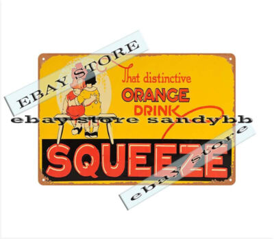 Old Fisherman's Drinking Club 看板 1930S DRINK ORANGE SQUEEZE SODA SOFT DRINK metal tin sign discount