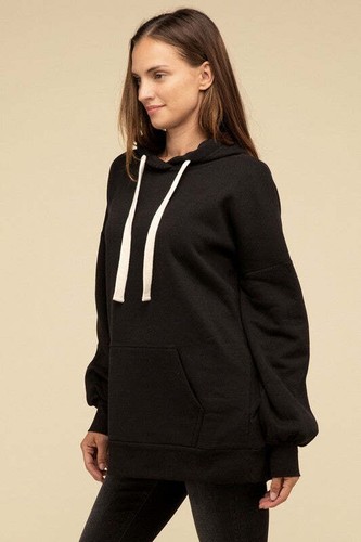 Zenana Oversized Drawstring Hoodie Tunic Sweatshirt with Pockets in 3 Colors - 第 14/20 張圖片