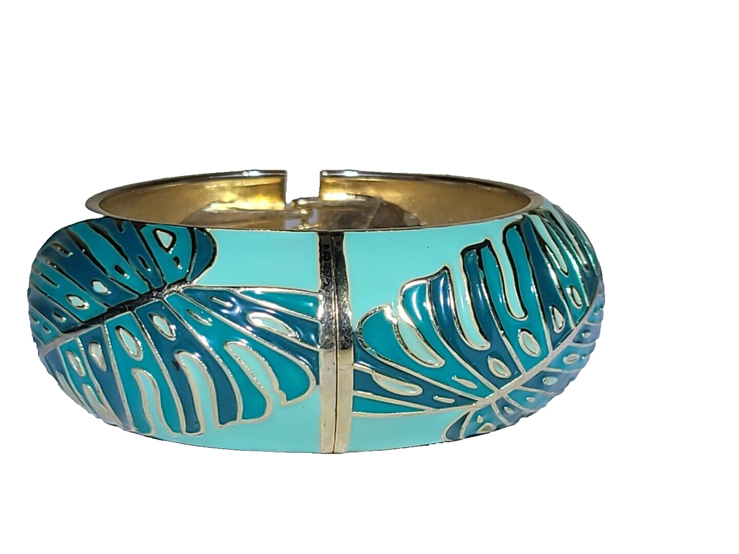 Ladies Spring Closure Large Leaf Pattern Bangle B… - image 5