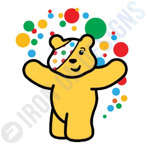 CHILDREN IN NEED SPOTS ARMS PUDSEY BEAR - IRON ON TSHIRT TRANSFERS - A6 A5 A4 - Picture 2 of 5