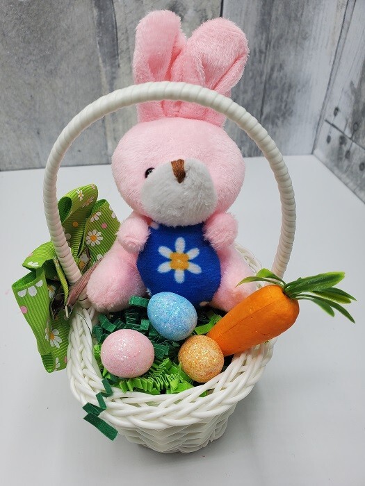 Easter Basket, Mini Woven Basket with Bright Bunny for 14-18