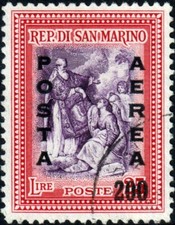 San Marino - 1948 - Lire 200 soprastampato - usato - Sassone A.76
