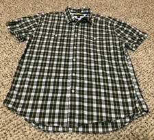 NICE Tommy Hilfiger Slim Fit Green Yellow Plaid Short Sleeve Button-Up Shirt XL