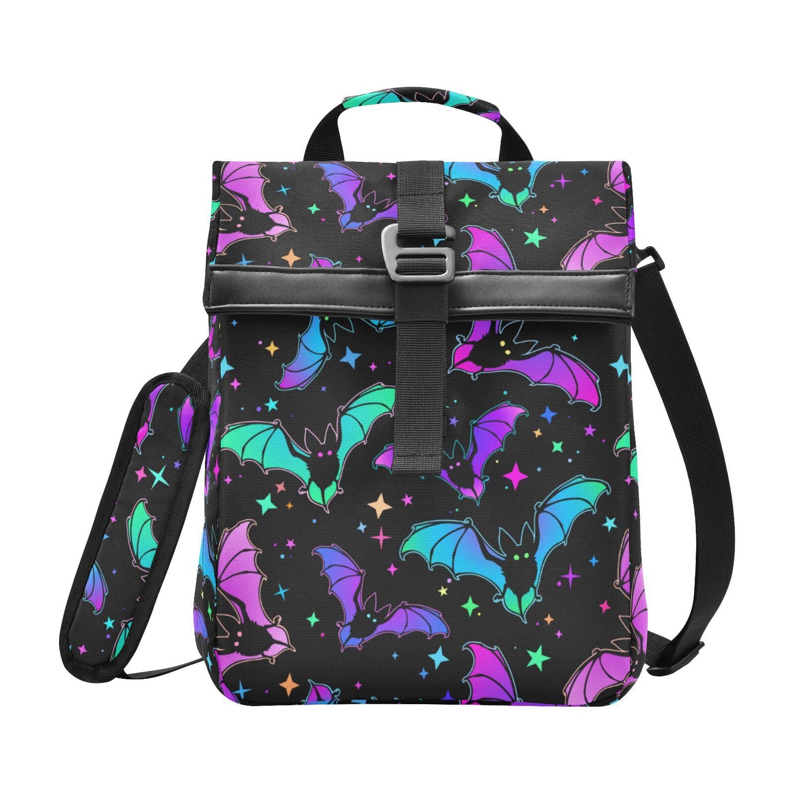 Insulated Lunch Bag for Women and Men with Halloween Luminous Bats Design Portable Reusable Cooler