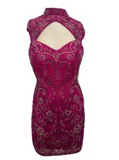 MoriLee byMadeline Gardner ￼ fuchsia Short Cocktail Dress Sequins/Beaded sz6