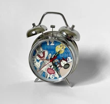 90s Vintage Looney Tunes Wind Up Alarm Clock Double Bell Warner Bros Retro, Rare