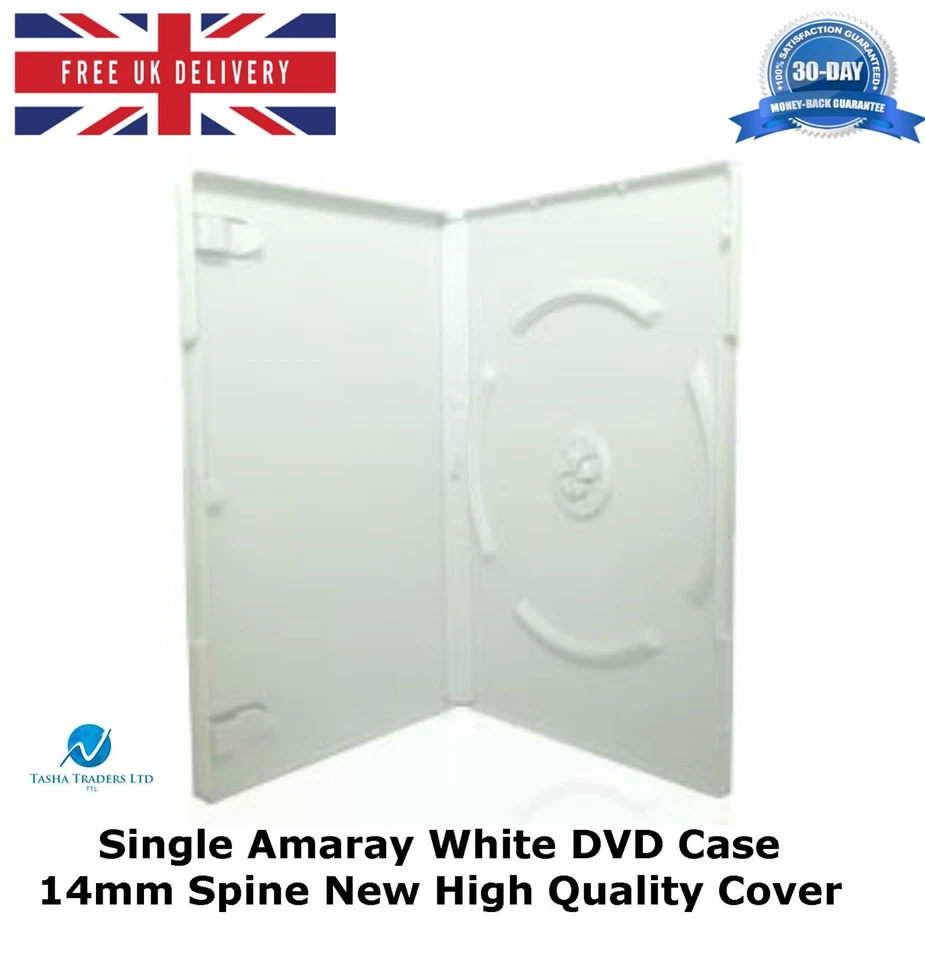 MEDIA Custodia DVD bianca singola Amaray 14 mm colonna vertebrale nuova cover di ricambio di alta qualità