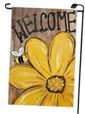 Welcome Spring Summer Sunflower Bee Garden Flag 12x18 Inch Double multicolor
