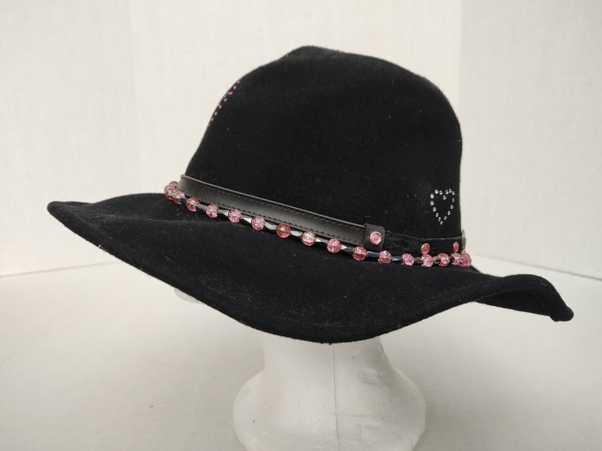 Harley-Davidson Women\'s Black Felt Western Cowboy Hat Rhinestone Band Biker Sz S Harley-Davidson Women main image 3