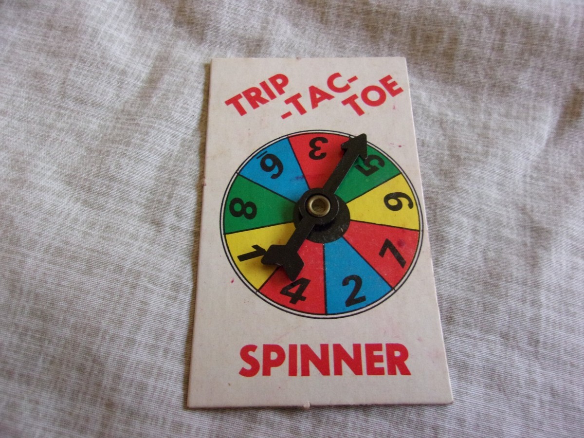 Vtg Board Game Spinner Part Piece Trip Tac Toe Yellow Blue