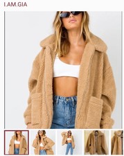 I.am.gia. Pixie Teddy Sherpa Jacket In Caramel Size S / M Womens Outerwear