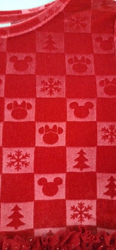 Disney Girls Christmas Long Sleeve Sparkle Dress Size 6 Red Feat Mickey & Minnie - Picture 8 of 9