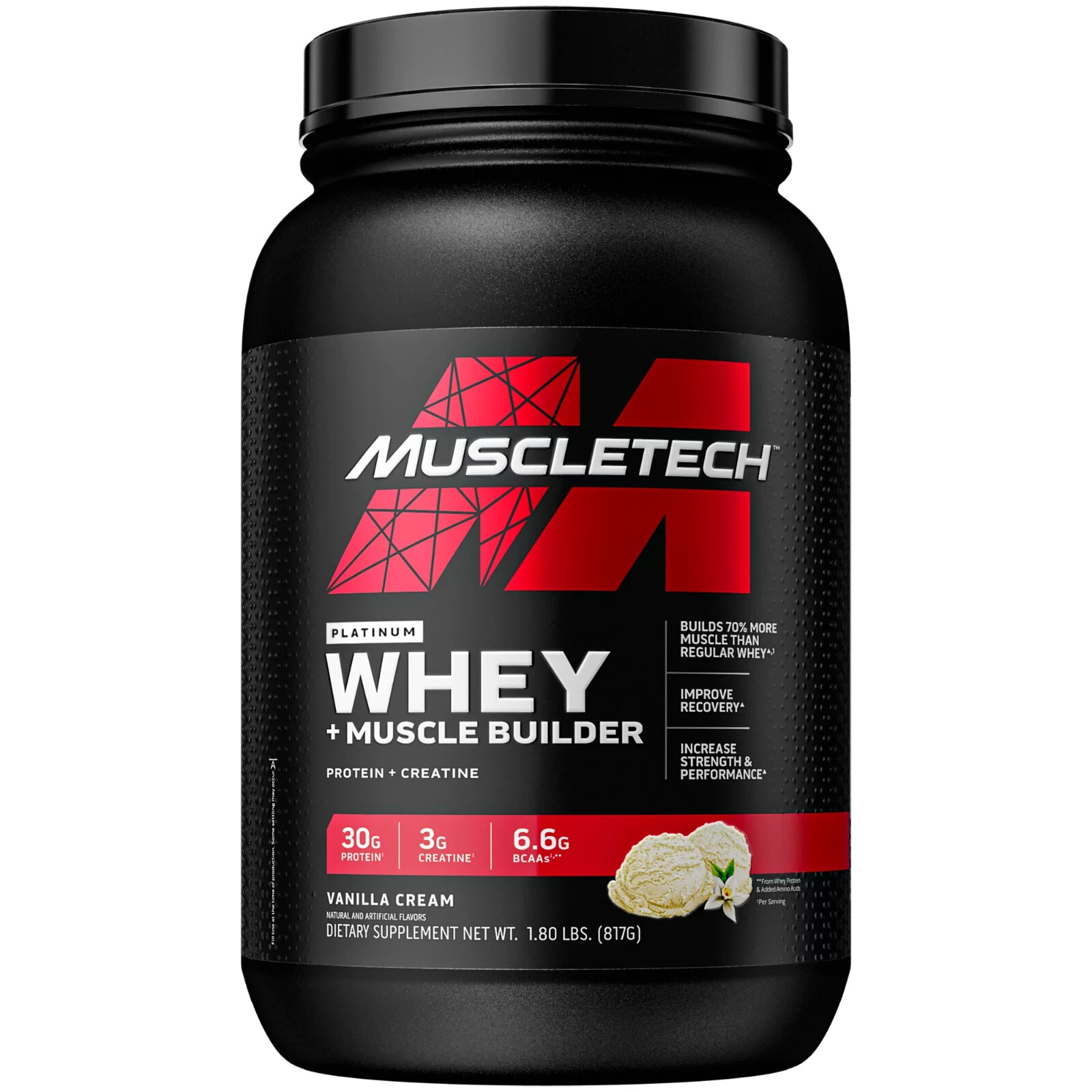 MuscleTech 100% Whey Protein Powder Vanilla Cream + Muscle Builder