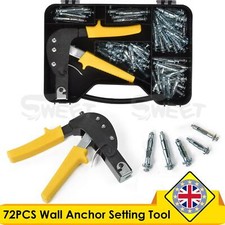 72PCS Hollow Wall Fixings & Anchor Setting Tool Kit Set Plaster Boarding & Case