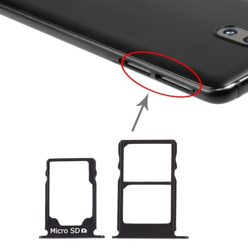 SLITTA CARRELLO PORTA 2 SIM SCHEDA NOKIA 3.1 TA-1049 1057 1063 MEMORY CARD NERO - Foto 1 di 1