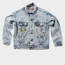 Vintage Levis Acid Wash Denim Trucker Jacket 80s 90s Made in USA Blue Large