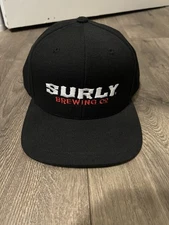 Vintage Surly Brewing Co. Snapback Hat Baseball Cap Lid Black/Red