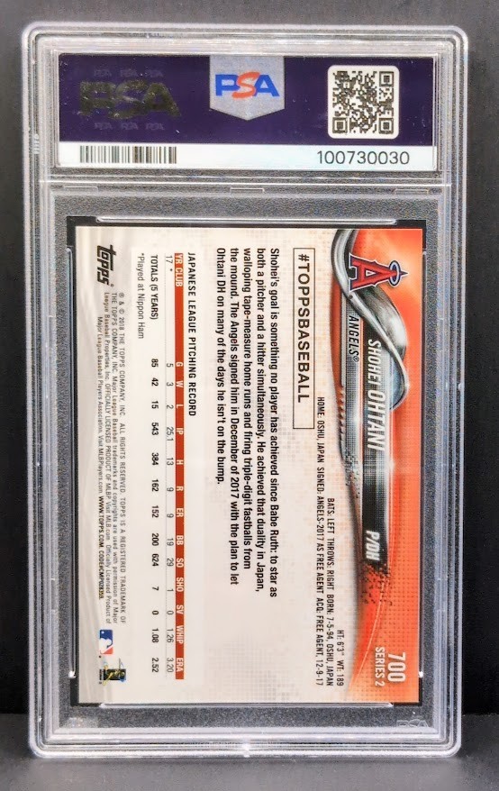 2018 Topps #700 Shohei Ohtani Pitching Angels RC Rookie PSA 10 GEM MT view 2