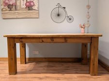 Rustic Solid Pine Farmhouse Dining Table Kitchen Island 6ft with Drawer