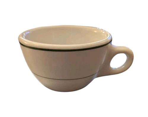 Vintage Caribe China Restaurant Ware Coffee Cup Ironstone Chunky Green Stripes