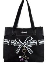 Harrods x Tom Baker Bows and Charms Black White Canvas Tote Shopping Bag Purse