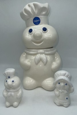 Vintage 1988 Pillsbury Doughboy Chef Cookie Jar And S&P Shakers