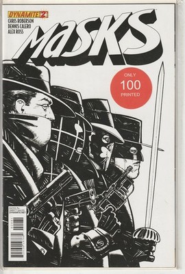 Masks 2 Howard Chaykin  B & W Variant  COA Dynamite Entertainment limited 100 