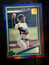 2025 Panini Donruss  Rated Prospects Jurrangelo Cijntje #132 Red & Blue Parallel