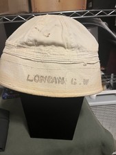 Vtg 1940s WWII US Navy Stenciled Named White Dixie Cup Sailor Bucket Cap Hat USN