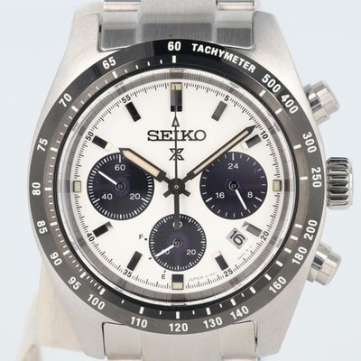 [ Exzellent] SEIKO PROSPEX SPEEDTIMER SBDL Series White Dial Solar Chronograph